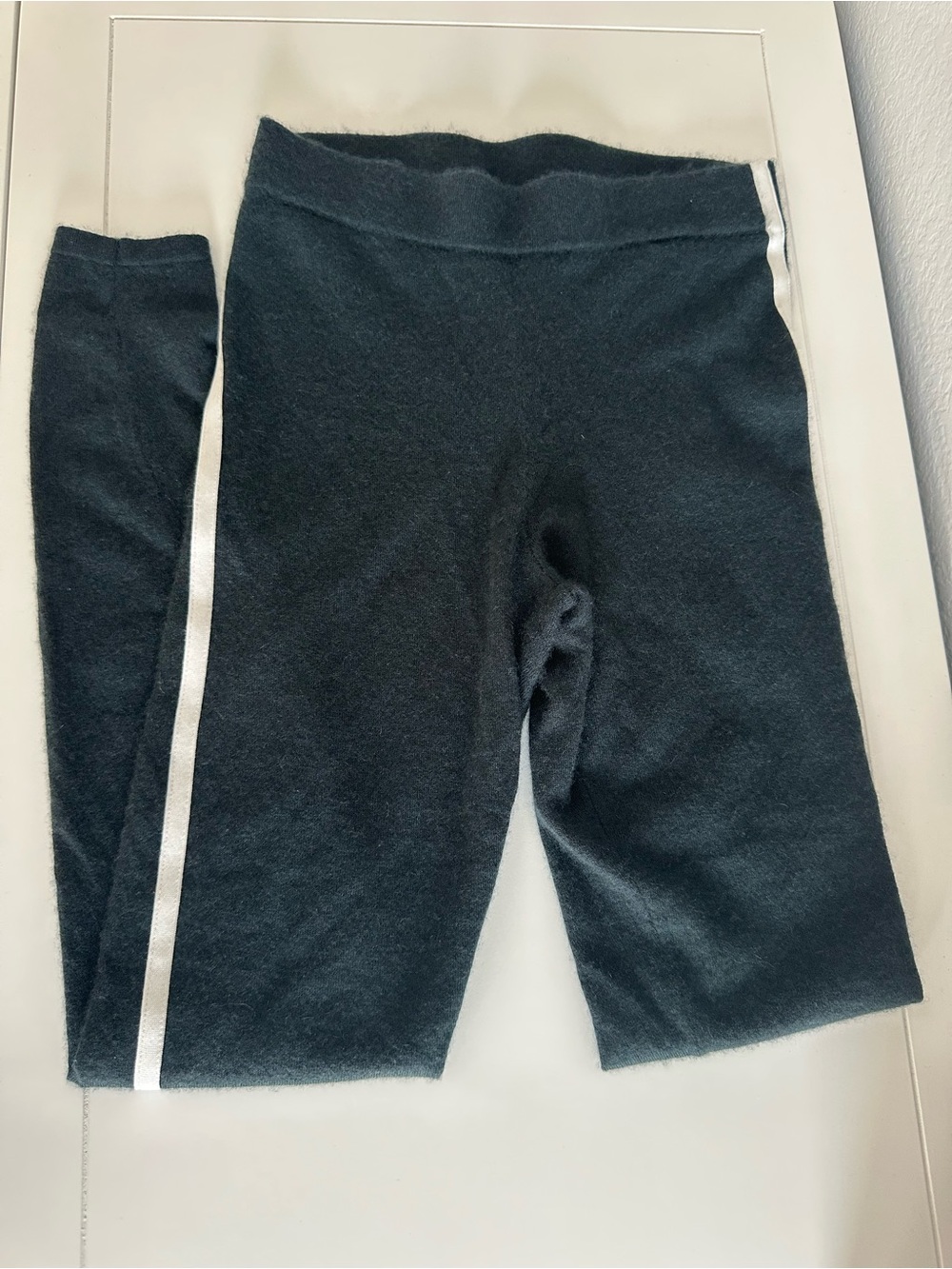 James Perse Cashmere Track Pants Size 0 Black White Side Stripe